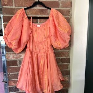 Peach Puff Sleeve Dress